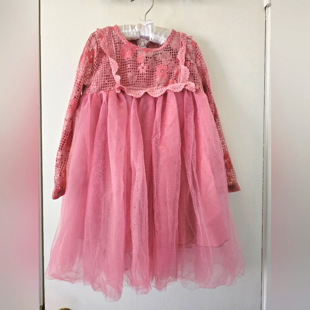 NWT ✨️Oopsie Daisy Pink Lace and Tulle Party Dress Size 5T